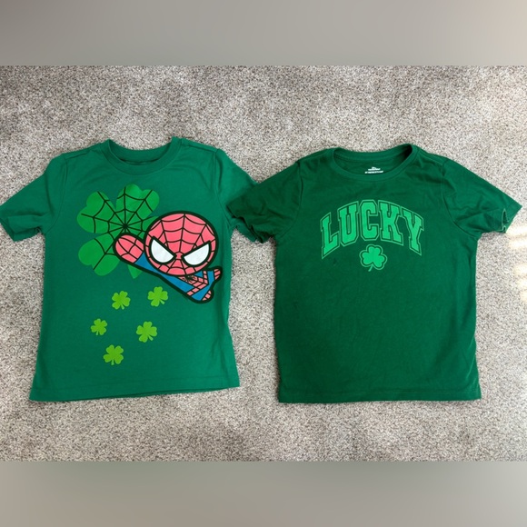 Lot of 5T St. Patrick’s Day Spider-Man clover green lucky short sleeve T shirts - Picture 1 of 6